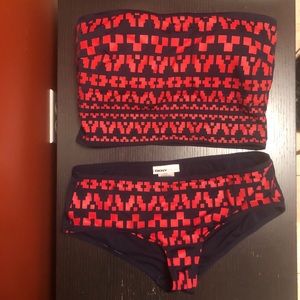 DKNY SWIM Geometric Bandeau Top and Scuba Bottom